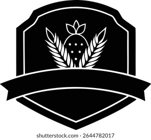 Silhouette Of A Badge With Harvest Symbols - Nature Inspired Digital Art
