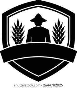 Silhouette Of A Badge With Harvest Symbols - Unique Artistic Creation