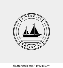 silhouette saílboat badge logo template vector illustration design. sail boat icon