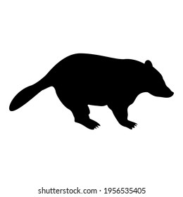 Silhouette badger animal wild meles taxus predatory mammal family kunihih carnivore black color vector illustration flat style image