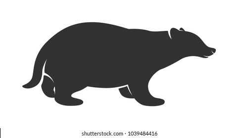 Silhouette of Badger isolated on white background