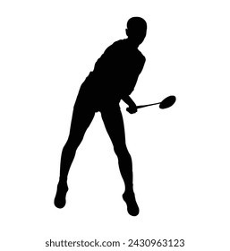 silhouette of a badminton athlete carrying out an attack by smashing the ball