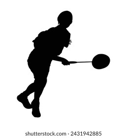 silhouette of a badminton athlete playing badminton. parry and attack opponents in badminton matches.