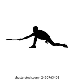 silhouette of a badminton athlete receiving an attack from an opponent