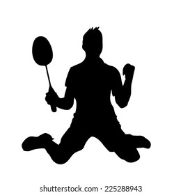 Silhouette of a badminton player