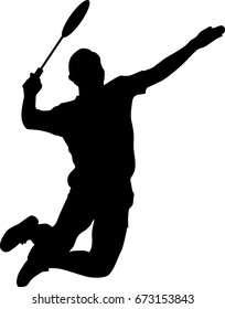 Silhouette of a badminton player