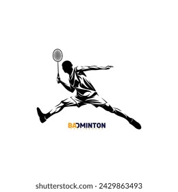 Silhouette badminton player vector illustration design abstract