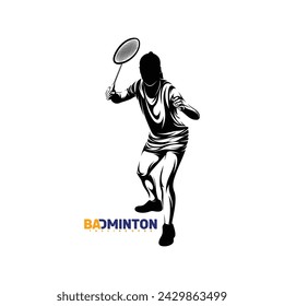 Silhouette badminton player vector illustration design abstract