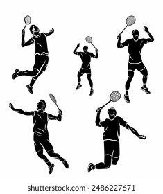 silhouette of badminton smash pose