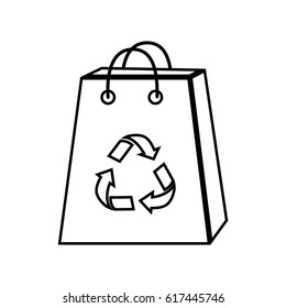 silhouette bag with reduce, reuse and recycle symbol