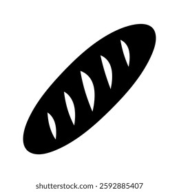 Silhouette of a baguette loaf with cut marks. Vector illustration