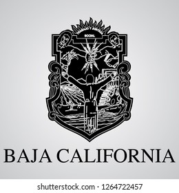 Silhouette of Baja California Coat of Arms. Mexican State. Vector illustration