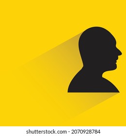 silhouette bald man with drop shadow on yellow background