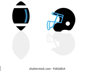 A silhouette of a ball and helmet for football in the vector