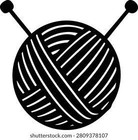 Silhouette of ball of yarn and knitting needles