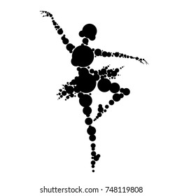 silhouette of ballerina from circles of black color