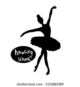 Silhouette of a ballerina, dance school logo.