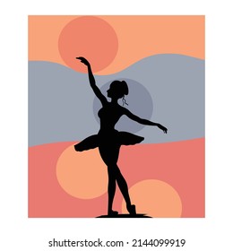 silhouette of ballerina flat vector