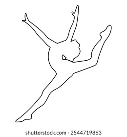 Silhouette of a ballerina, gymnast, dancer vector icon line