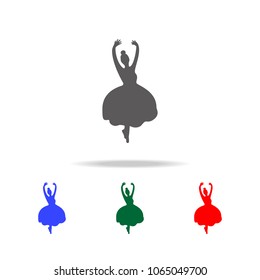 silhouette of ballerina icon. Elements of dance multi colored icons. Premium quality graphic design icon. Simple icon for websites, web design, mobile app, info graphics on white background