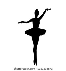 Silhouette of ballerina isolated on white background