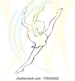 silhouette of ballerina in jumping, vector illustration
