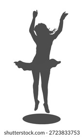 Silhouette einer Ballerina, die ohne Hintergrund springt