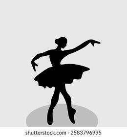 Silhouette of ballerina on a white background. Ballet dancer silhouette.