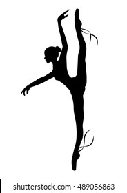 Silhouette of the ballerina on a white background , sketch , vector. Ballet, dance.