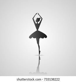 Silhouette of the ballerina on a white background, vector. Ballet, dance.