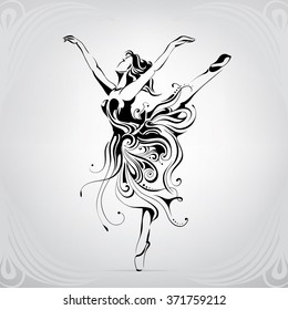 Silhouette of the ballerina in an ornament