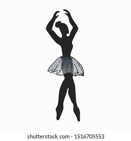 The silhouette of a ballerina. Suitable for creating a logo, decorating business cards, signboards for printing on textiles. Ballerina in the dance. watercolor, vector