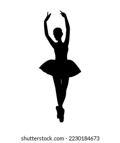 Silhouette de Ballerina, mujer bailando ballet clásico aislado de fondo blanco. Bailarina de ballet.