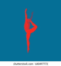 Silhouette of a Ballet Dancer. 3D Model of Man. Sport Symbol. Design Element. Vector Illustration.