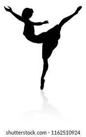 Silhouette of a ballet dancer dancing in a pose or position