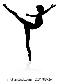Silhouette of a ballet dancer dancing in a pose or position
