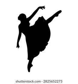 Silhouette of a ballet dancer executing a graceful leap, showcasing strength, flexibility, and artistry in dance.