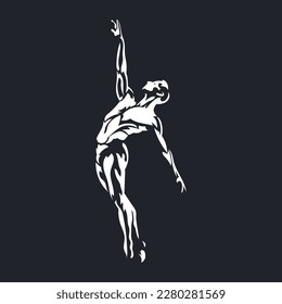 Silhouette ballet dancer man isolated on background illustration vector.