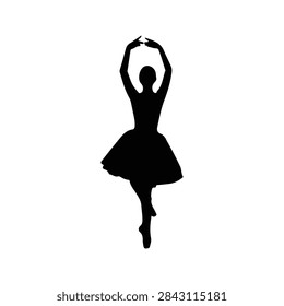 Silhouette of a ballet dancer in a tutu executing a graceful pose on stage, emphasizing elegance and poise in dance performance.