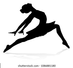 Silhouette ballet dancer woman dancing in pose or position