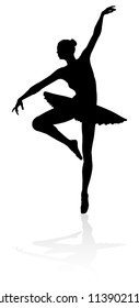 Silhouette ballet dancer woman dancing in a pose or position