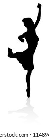 Silhouette ballet dancer woman dancing in pose or position