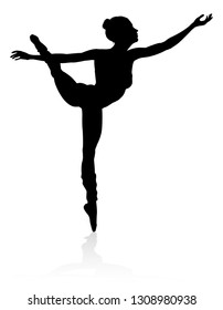 Silhouette ballet dancer woman dancing in a pose or position