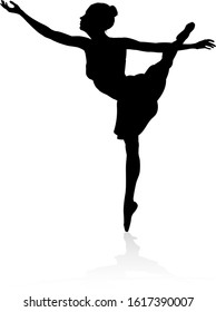 Silhouette ballet dancer woman dancing in a pose or position