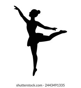 silhouette of a ballet dancing on white