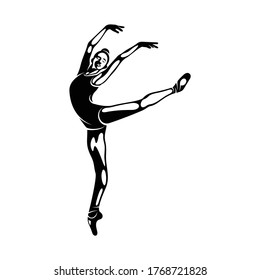 Silhouette ballet vector illustration design with black and white colour. simple and creative design.