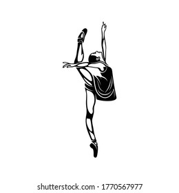 Silhouette Ballet Vektorgrafik Design mit schwarz-weißer Farbe. einfaches und kreatives Design.