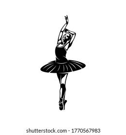 Silhouette ballet vector illustration design with black and white colour. simple and creative design.