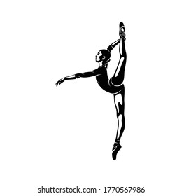 Silhouette ballet vector illustration design with black and white colour. simple and creative design.