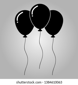 silhouette ballons  icon   flat design style,. Happy Birthday, holidays, party concept, Trendy vector helium ballon symbol for website, web button, mobile app. Logo illustration.